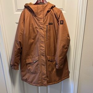 Columbia Women's Suttle Mountain Long Insulated Jacket size 1X camel brown